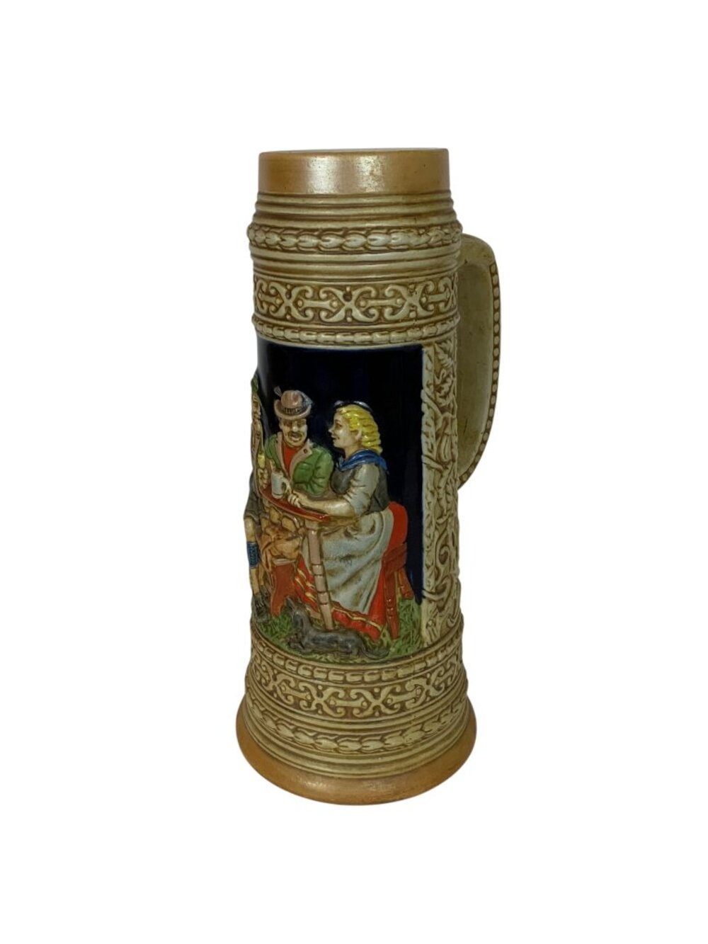 Ceramarte Senior Grande Ceramic Beer Stein CS6 Bavarian Scene Vtg 1977 Brazil